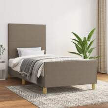 vidaXL sengestel uden madras, taupe, 100x200 cm, betrukket med stof