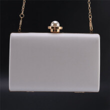 3X Fashion Women Leather Evening Bag Dinner Party Lady Wedding Flower Clutch Purse(White)