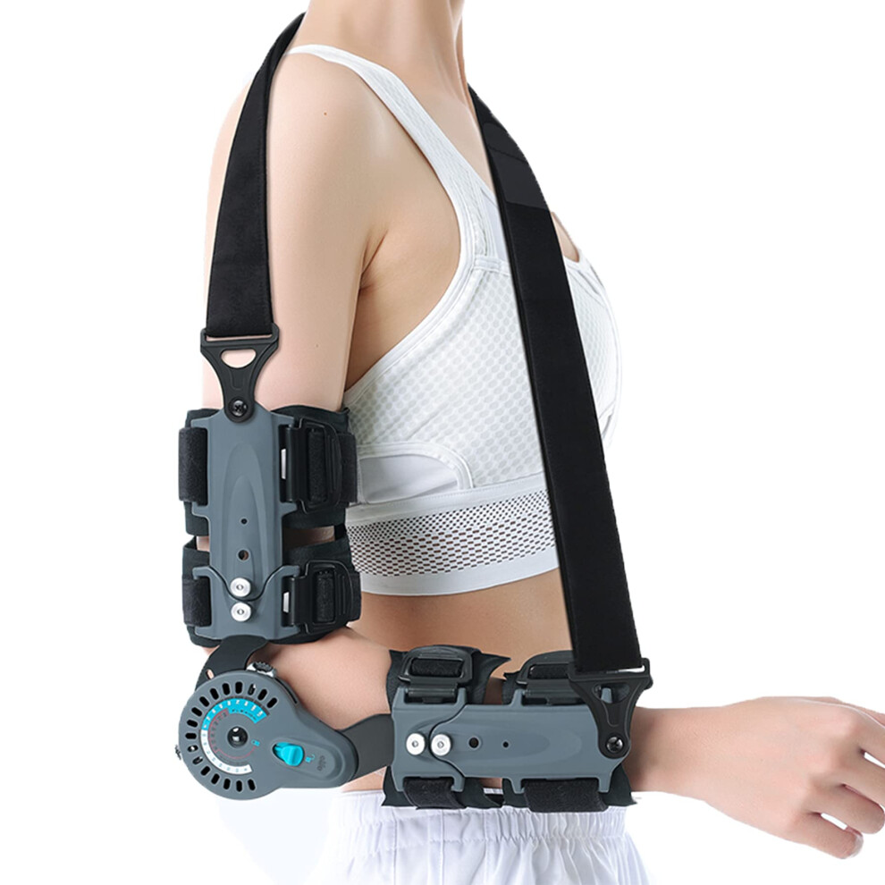 Adjustable Hinged Elbow Brace with Controlled ROM 0â120 for PostInjury Recovery and Dislocation Support