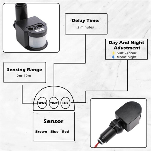 6 Pcs Black Motion Detectors Motion Sensor Light  Outdoor Pir Direct Current 12V Motion Sensor Pir Sensor 1