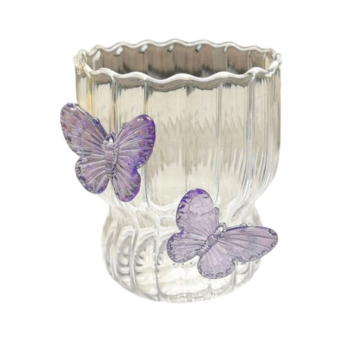 Portable Glass Cup Butterfly Art Elegant Small Beverage-1