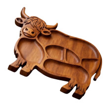 Houten dienblad met Charcuteriebord in High Land Cow Design-B