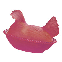 Crystal Glass Candys Box Hen on Nest Candy Jars with Lid-Purple