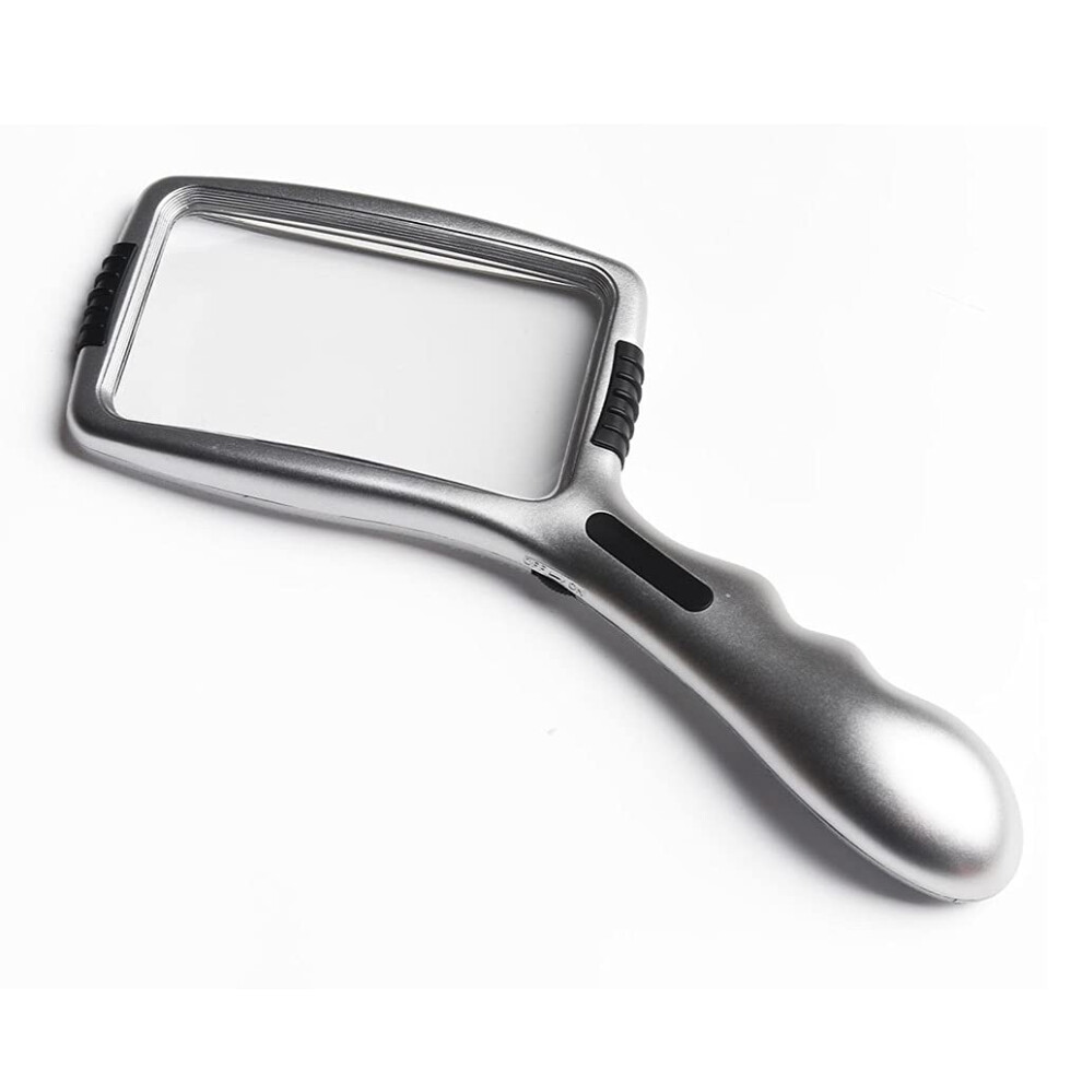 9X Magnifying Glass with Light for Reading and Crafts, LED Handheld Magnifier for Seniors Gray