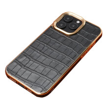 Leather Case Luxury Crocodile Pattern Leather Cover with Shock‑Absorbing Protection for iPhone 16 Pro Max