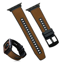 Leather Band and Protective Case for Apple Watch 44mm 45mm 46mm 49mm, Brown Strap for Series 10‑1 SE Ultra