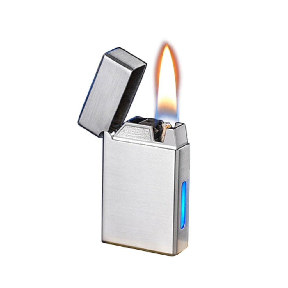 Silver Smart Kerosene Lighter With Voiceactivated Ignition, Adjustable Soft Flame And Fuel Window,