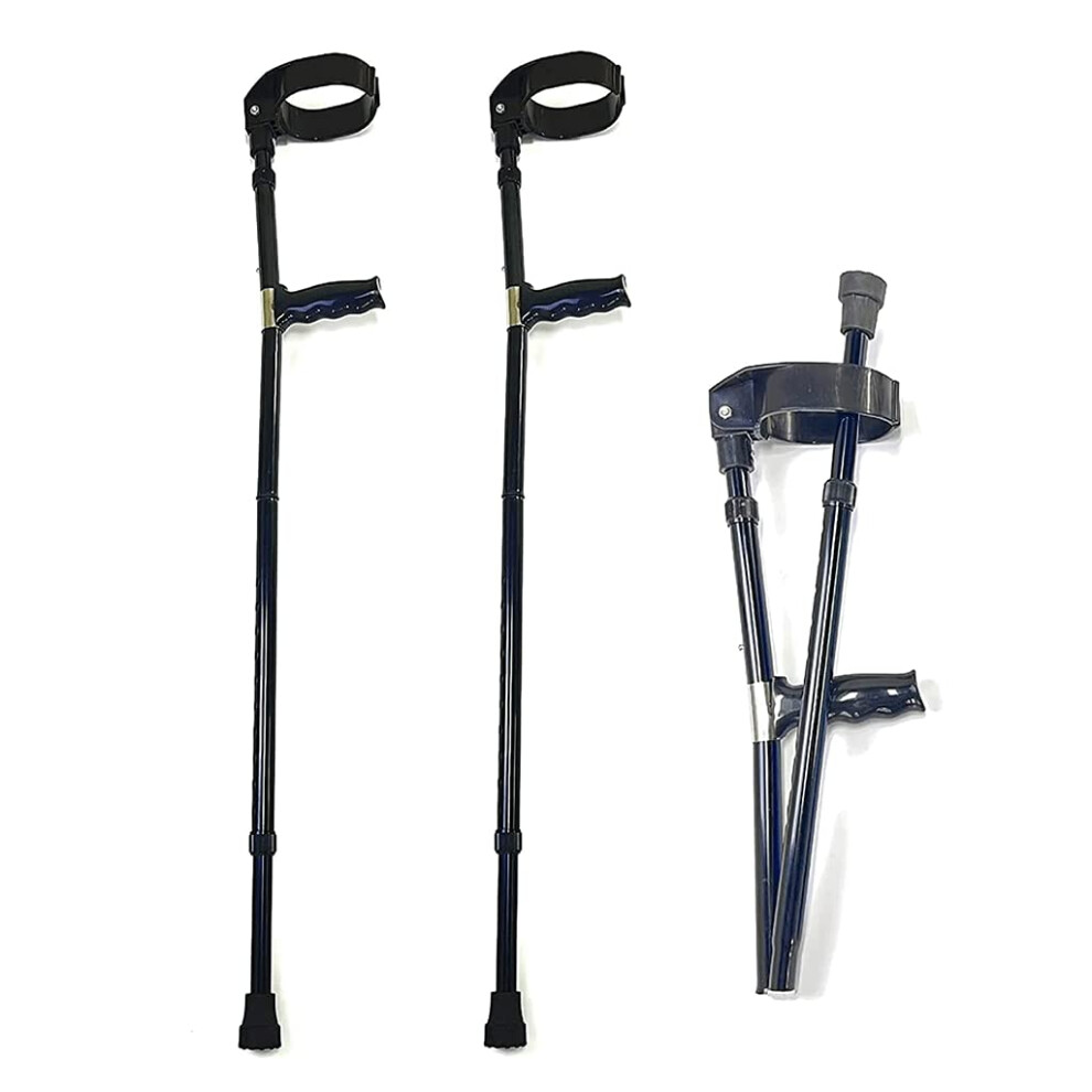 Silver Lightweight Foldable Aluminum Forearm Crutches For Adults With Adjustable Height And Ergonomic Full Cuff Â