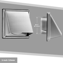 3pcs 5-Inch External Extractor Wall Vent Cushioned Non Return Flap, Stainless Steel Outside Dryer Vent Covers for House