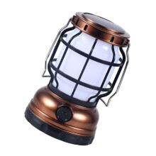 Solar Camping Lantern USB Rechargeable LED Tent Light Dual Charging Design Retro Style for Outdoor Hiking