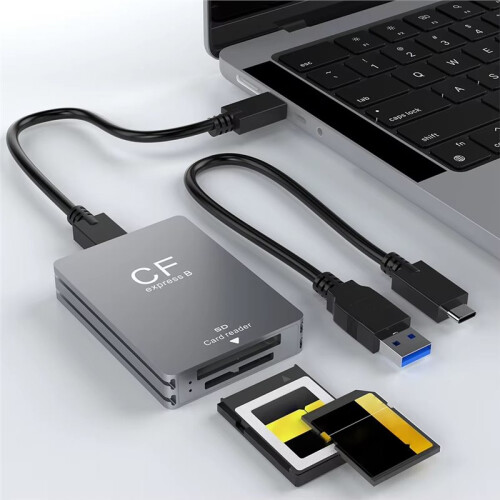 2 in 1 CFexpress Type B  Card Reader Portable CFExpress Reader USB3.2 10Gbps Dual Slot  Memory Card Adapter B+ 2