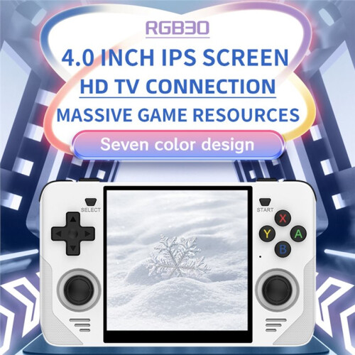 RGB30 Retro Handheld Game Console 4 Inch IPS Screen Built-in WIFI Open-Source Game Pad Support Multiple Emulator White 1