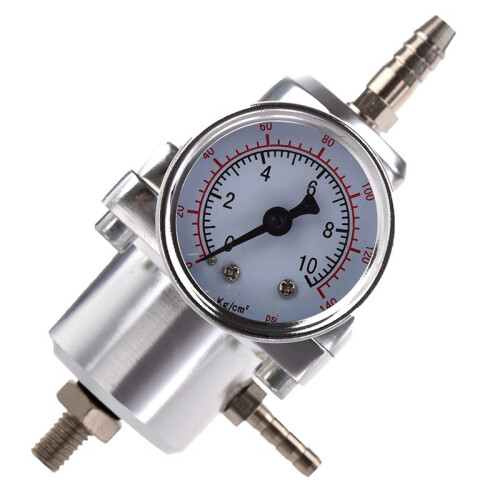 2X Universal Car Adjustable Fuel Pressure Regulator with Gauge Silver