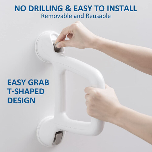 Shower Grab Bar with 240lb Suction Support, Angle Adjustable Handle, Tool Installation for Elderly 1
