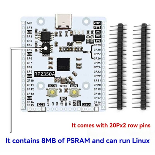 For Raspberry Pi  2 RP2350A Development Board with RP2350-Linux PSRAM, USB-C Connectivity for Advanced Projects 1