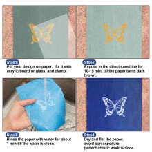 Sun Print Paper Kit,Cyanotype Paper,60 Sheets Cyanotype Paper with 4 Sheet Acrylic Panel,Activated Printing Art Paper