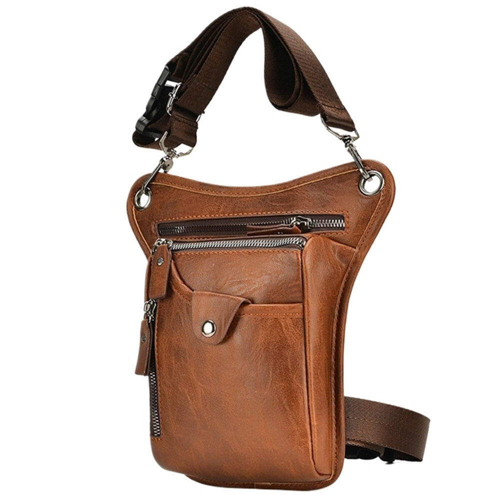 Vintage Pu Leather Motorcycle Leg Bag Waterproof Waist And Thigh Pack For Men Women Riding Travel Light/Brown 9771547031284