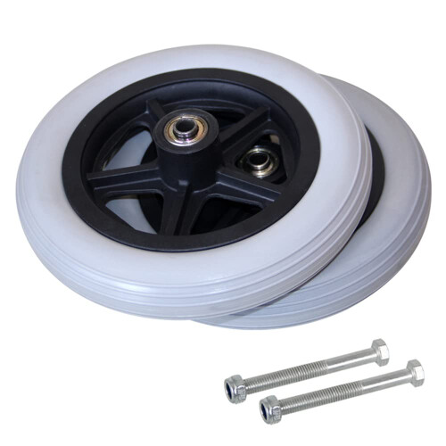 Wheelchair Front Replacement Wheels 6/7/8 Inch Pair with Durable Polyurethane Tires and Smooth Rolling Performance 1