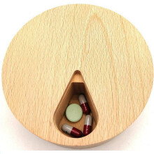 2X 7 Days Weekly Wooden Pill Case Box Solid Wood Pillbox Compartment Medicine Tablet Dispenser Splitters Organizer