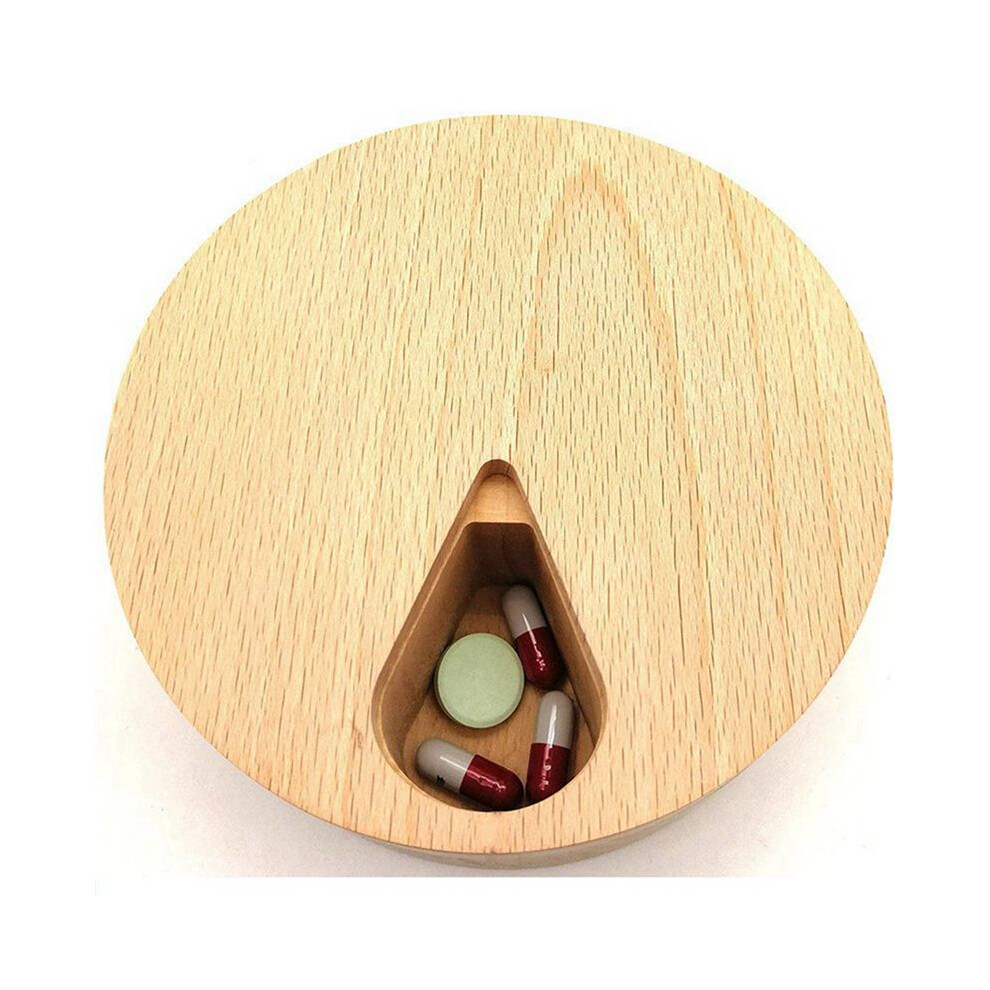 2X 7 Days Weekly Wooden Pill Case Box Solid Wood Pillbox Compartment Medicine Tablet Dispenser Splitters Organizer