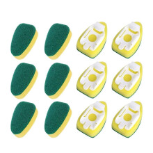 Heavy Duty Dish Wand Sponge Refills 12 Pack Replacement Heads for Kitchen Sink and Pots Scratch Cleaning