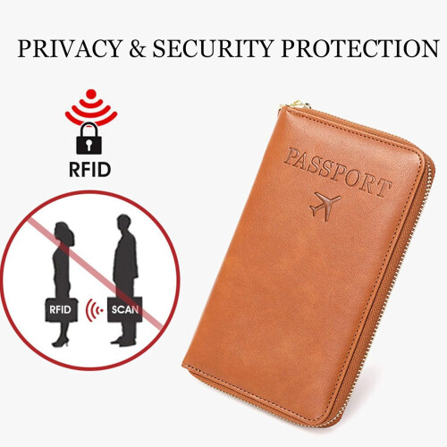 RFID Passport Wallet Leather Travel Organizer with RFID Blocking and AntiTheft Protection Green 2