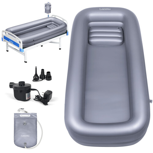 Inflatable Shampoo Basin with Wide Neck Support and DoubleLayer Splash Guard for Bedridden and Elderly Users 1