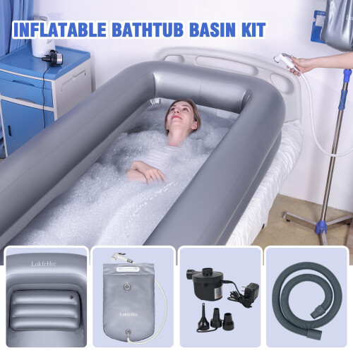 Inflatable Shampoo Basin with Wide Neck Support and DoubleLayer Splash Guard for Bedridden and Elderly Users 2