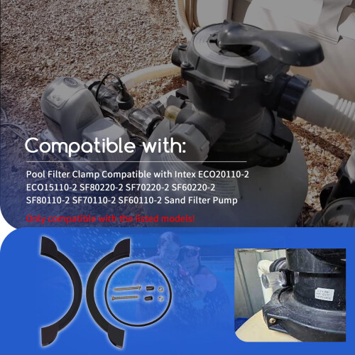 Pool Filter Clamp Replacement with O Ring and Screws, LeakProof Fit for Intex Sand Filter Pump Models 1