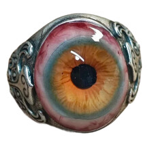 Gothic Eyeball Ring Adjustable Realistic Eyeball Design Halloween Punk Jewelry Dark Lore Gift 1PC