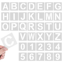 Letter Stencils 2 Inch Alphabet and Number Set 72 Pcs Reusable Interlocking Design for Painting Wood Fabric