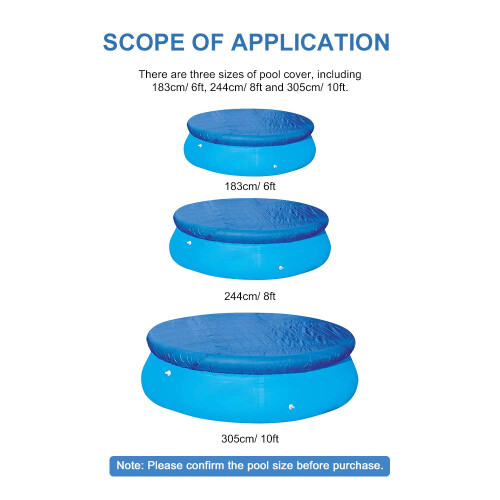 Durable Rainproof Above Ground Swimming Pool Cover 6ft 8ft 10ft AntiDust Waterproof Protector 2