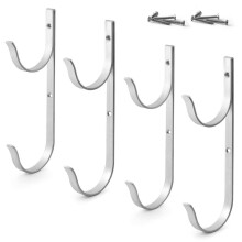 Aluminum Pool Pole Hanger Set 4pcs, Durable Wall Mount Organizer for Skimmer Nets and Brushes