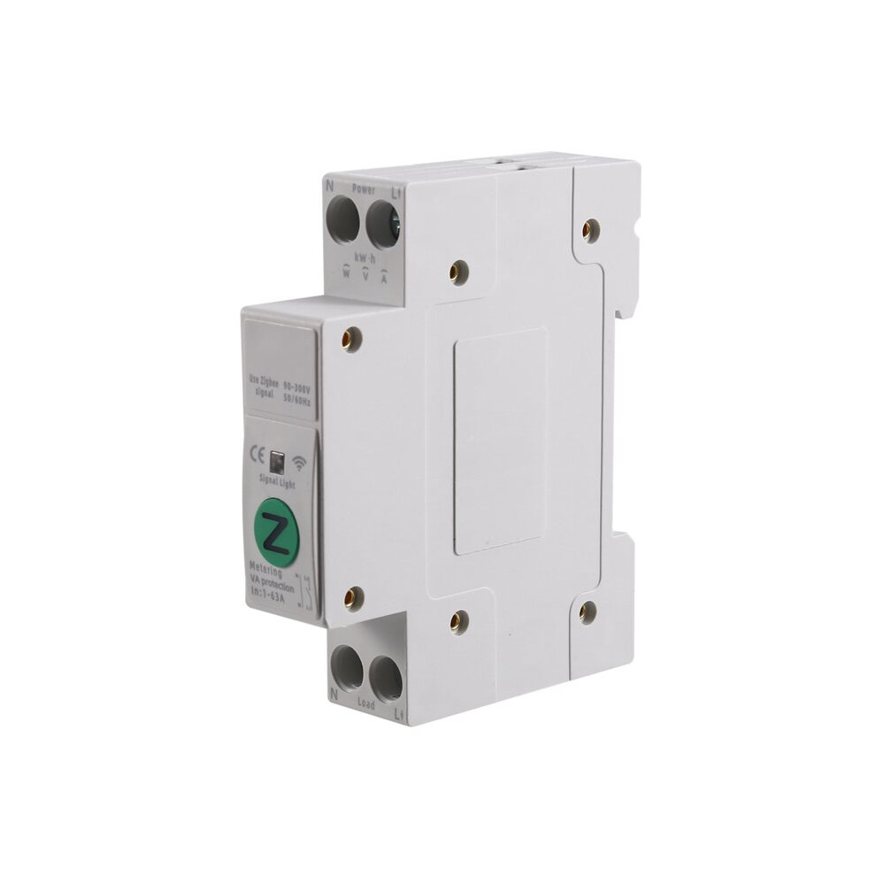 Tuya Zigbee Meter 63A 1P+N Kwh Metering Monitoring Circuit Breaker Timer Relay Overload Protection White 6031417109479
