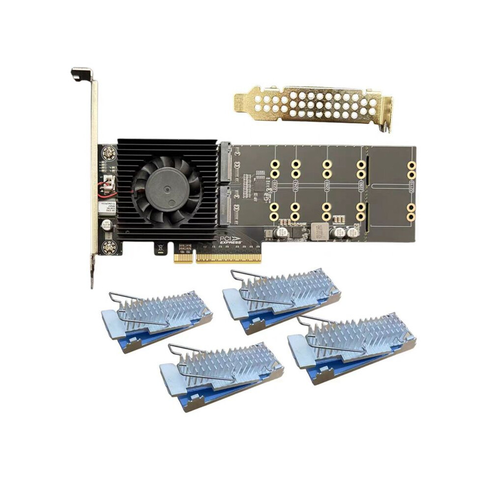 Pcle 4.0 X8 To Nvme 4-Bit M.2 Hard Disk Expansion Card Plx88024 Drive-Free Split-Free Pcie 4.0 Nvme Expansion Card B 6034148733647