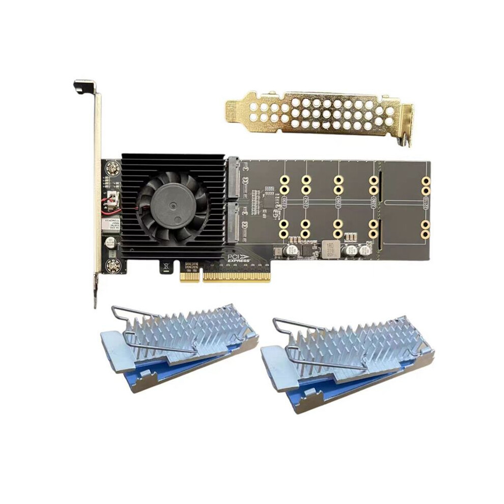 Tauoh Pcle 4.0 X8 To Nvme 4-Bit M.2 Hard Disk Expansion Card Plx88024 Drive-Free Split-Free Pcie 4.0 Nvme Expansion Card A