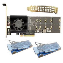PCIe PLX88024 Quad 4 M.2 NVMe Naar PCIe 4.0 X8 Uitbreidingskaartadapter met 2xM.2-Koellichaam Nvme4.0X4 128GT/S