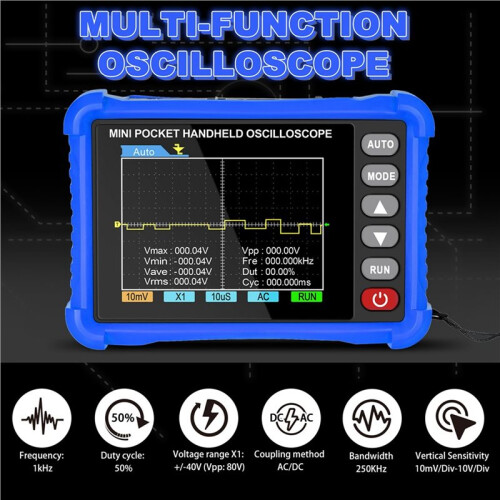 -250K Handheld Digital Oscilloscope 250kHz, 2.5MS/S Sampling, 2.8" LCD Display 2