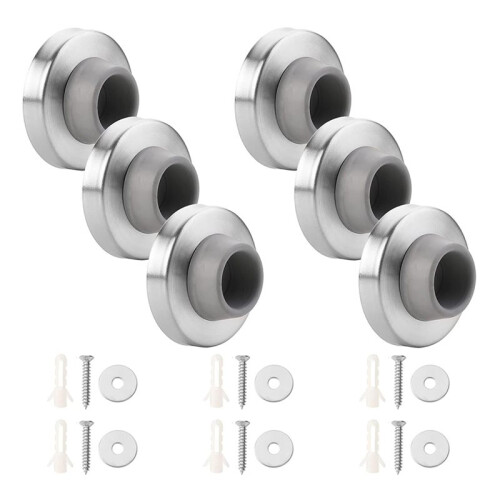 Concave Wall  Door Bumper Stainless Steel Wall Protector Flush Bumper with Rubber 4pcs