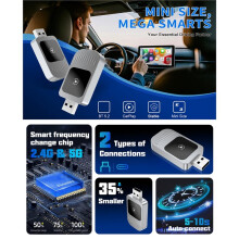 Wireless CarPlay Android Auto Adapter USB Wired to Wireless CarPlay Converter Plug and for Android