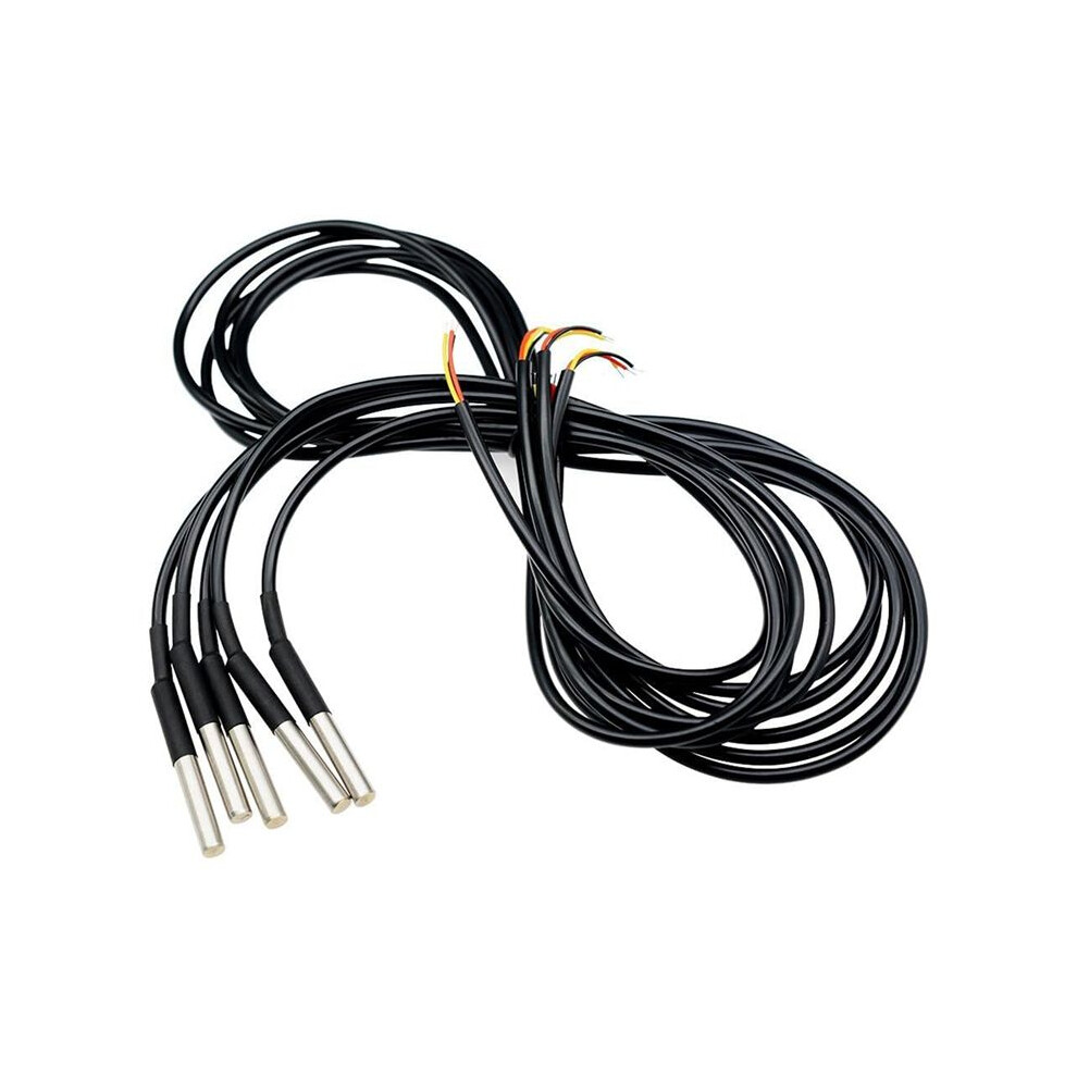 5Pcs 5M Ds18b20 Temperature Sensor Temperature Probe Stainless Steel Package Cable Waterproof Digital Thermostat Sensor Tauoh