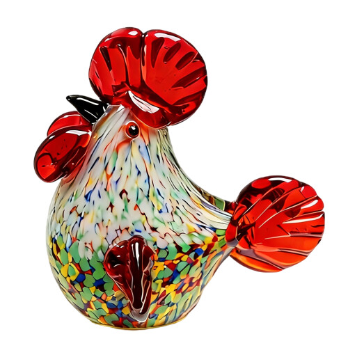 Die wunderschöne Skulptur „Hähne“ aus Glas wertet die