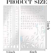 4 Pcs Metal Planner Stencil Journal Engraving Small Letter Stencils for Journaling, Bookmarks, Rulers, Planners,