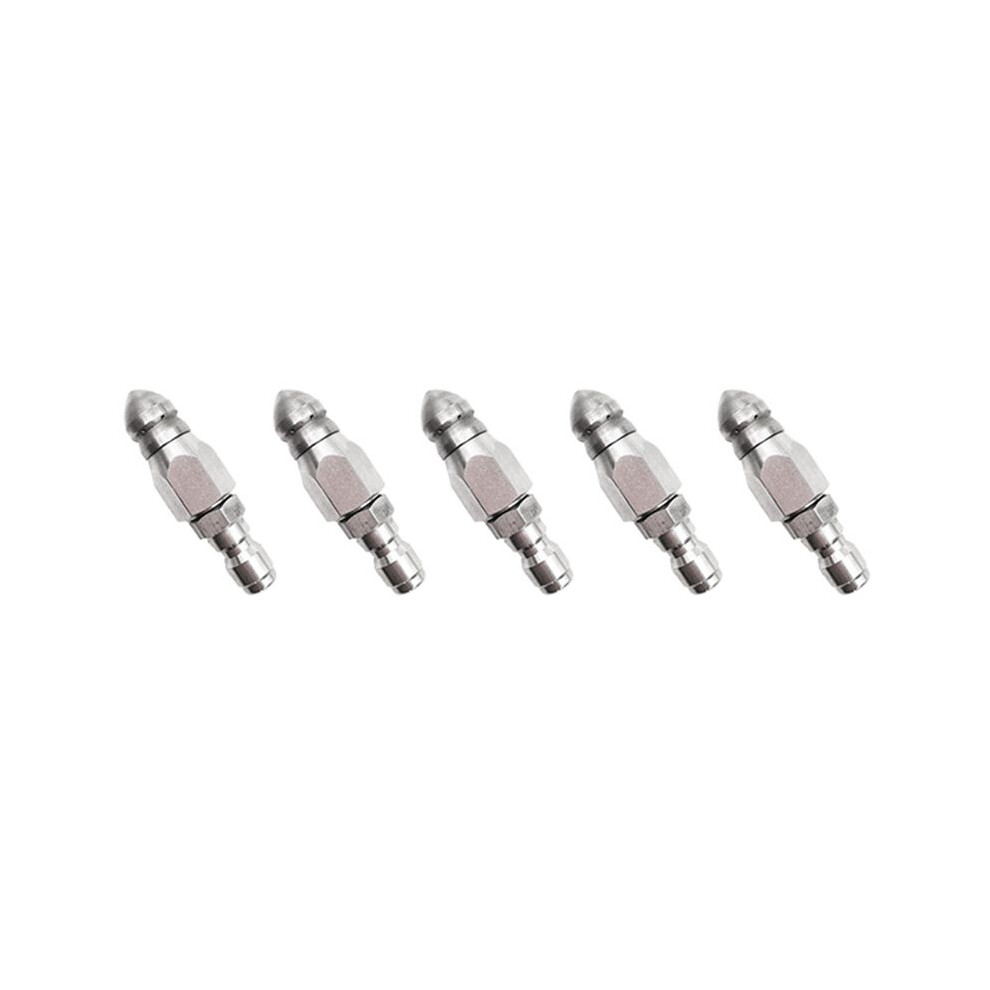 5X Pressure Washer Sewer Jetter Nozzle With Stainless Steel, Durable Design Sewer Jet Nozzle,1/4Inch Quickly Connector Brecantia