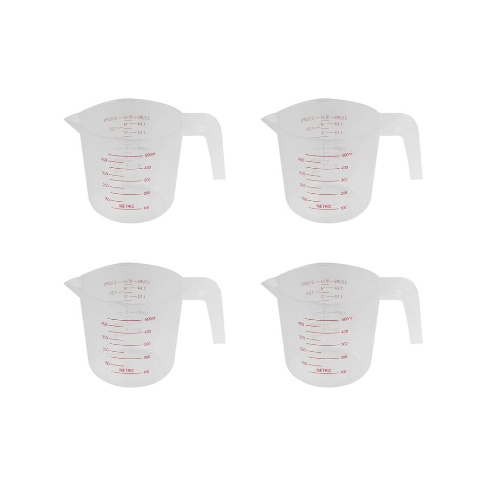 4X 500Ml Home Lab Measuring Jug Pitcher Plastic Handle Pour Spout Container Brecantia