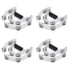 4X Double Row Jingles Half Moon Musical Tambourine Percussion Drum White Party KTV
