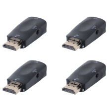 4X -Compatible to VGA Converter Gold-Plated with Connector 3.5mm Audio Cable for PC, Laptop, DVD, Desktop, Black