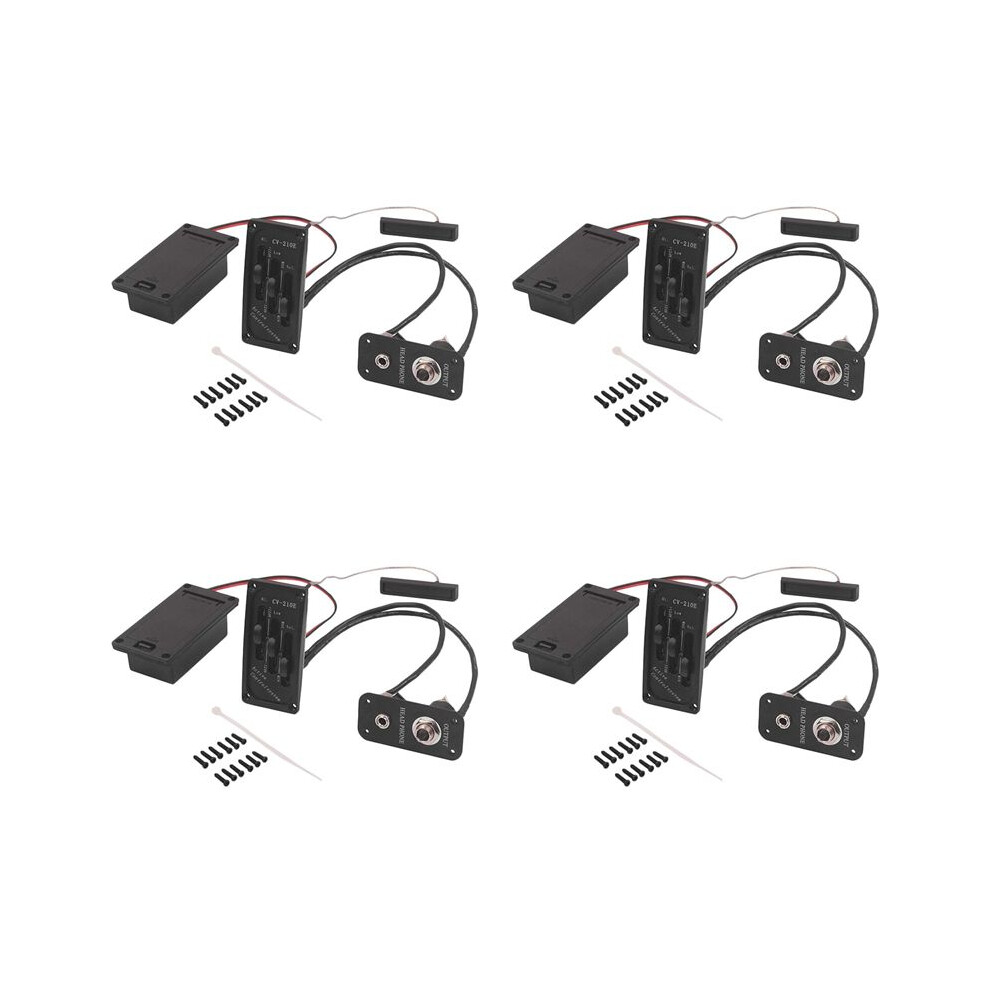 4X Electric Violin Pickup Piezo Preamp Accessory With Active Tone System Brass 6033474030956