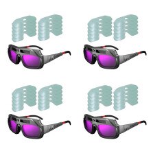 4 Stücke SchweißErbrille mit Automatischer Verdunkelung, Kratzfeste SchweißErbrille mit GroßEr Sicht für Plasmaschnitt mit 40 Linsen