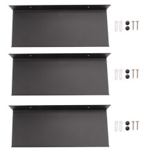 3X Metal Wall Shelves, Black Floating Shelves,Bathroom Racks, Wall Display Shelves,Wall Mounted Kitchen Spice Racks 30cm
